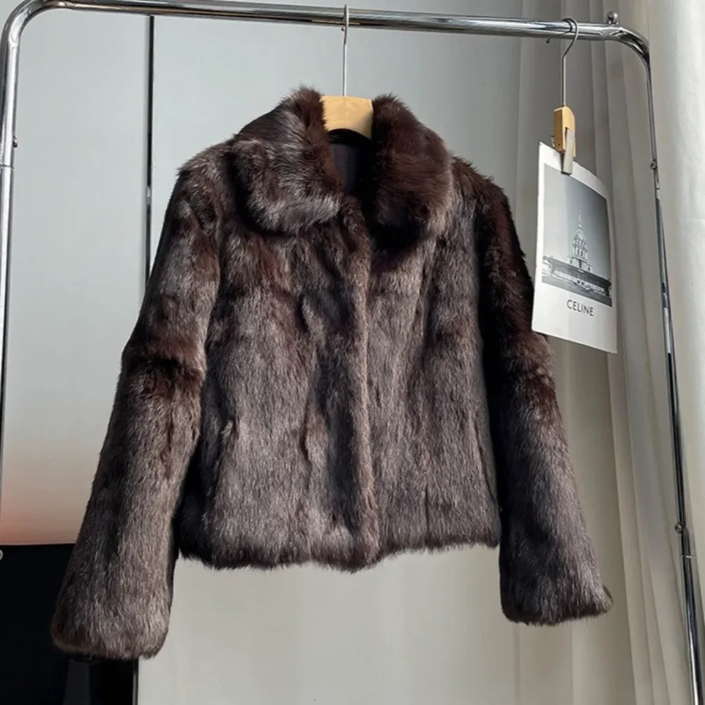 Winter Clothing Store - Naturalny płaszcz z futra królika damski