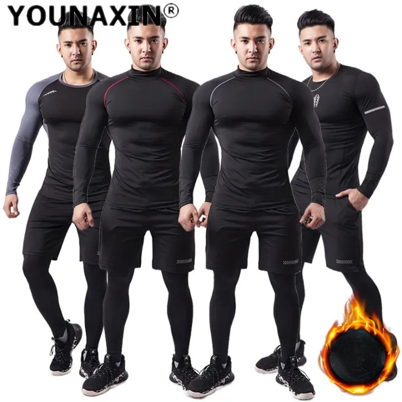 Warm Winter Clothing - 3-częściowy męski pluszowy ciepły strój sportowy,