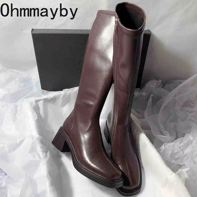 Winter Clothing Korea - Vintage gruby obcas damskie buty do