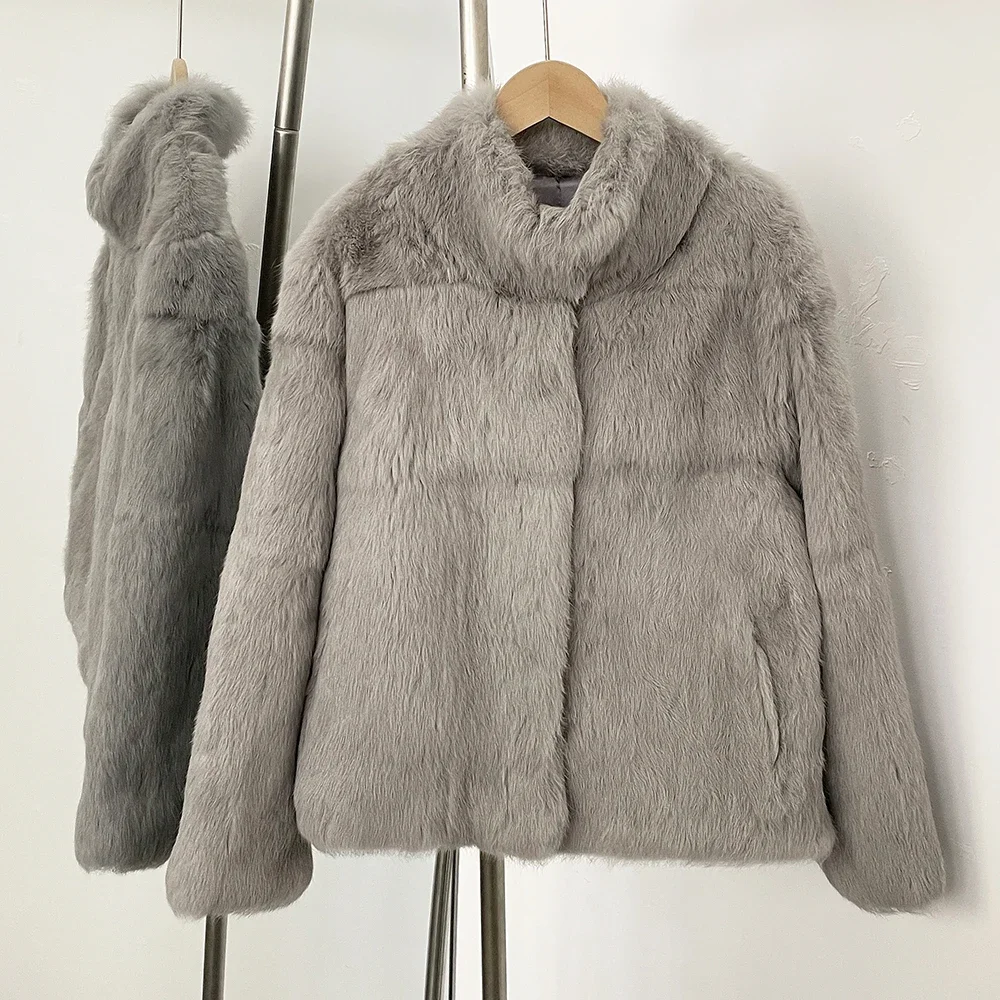 Winter Clothing Store - Damski płaszcz z naturalnego futra królika