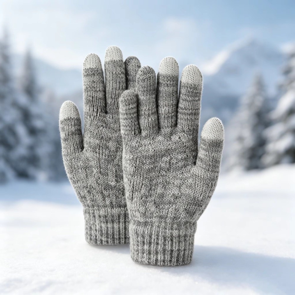 Knit Glove Touch Screen - 2 szt./zestaw Modny zimowy zestaw czapka