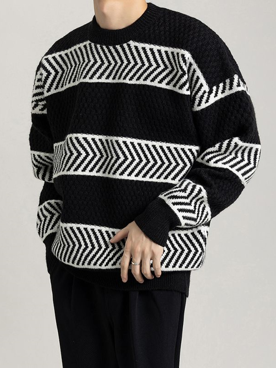 Winter Clothing Colors - Casual luźne paski sweter sweter kontrastujące