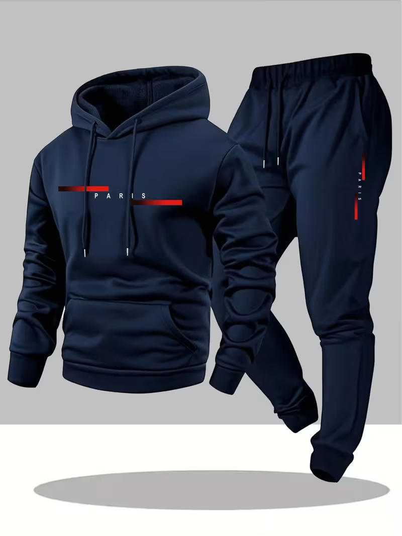 Warm Winter Clothing - Męski, modny zestaw z nadrukiem liter,