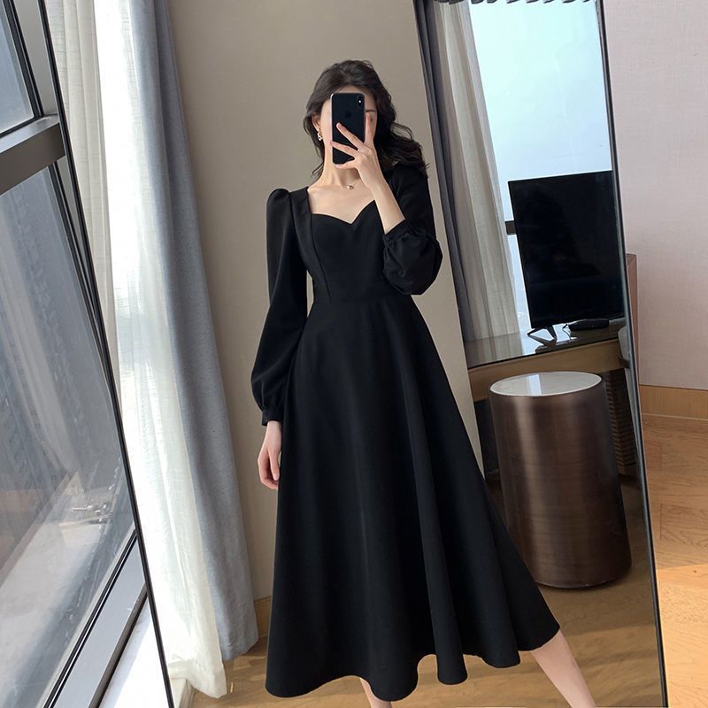Winter Clothing Colors - Temperament czarna minisukienka wiosenny i jesienny
