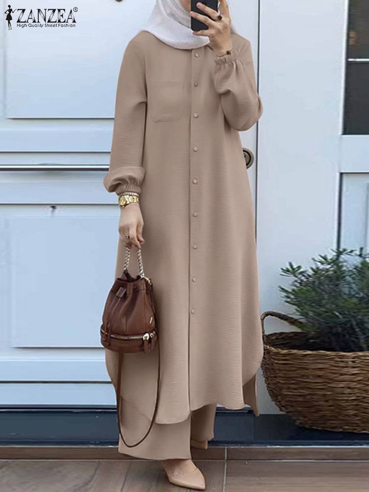 Winter Clothing Dubai - Moda ZANZEA 2 sztuk kobiety muzułmańskie