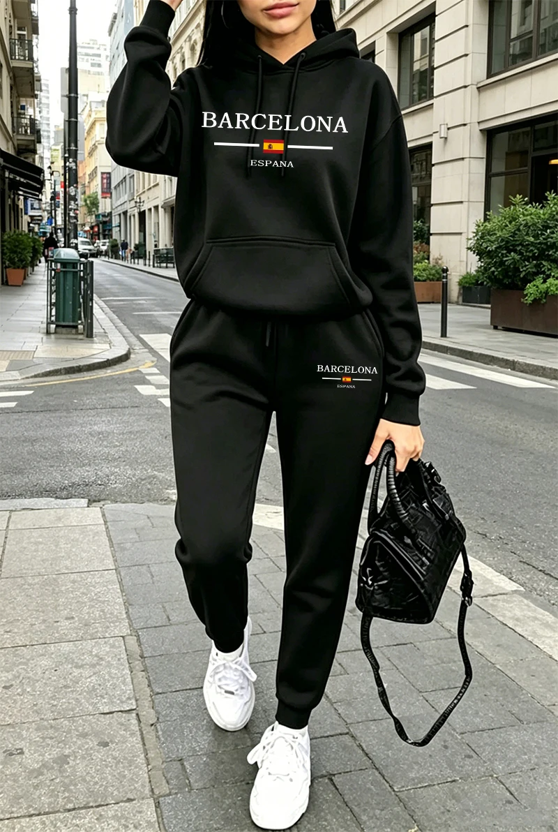 Winter Clothing Hoodie - Damski dres sportowy z nadrukiem, codzienna