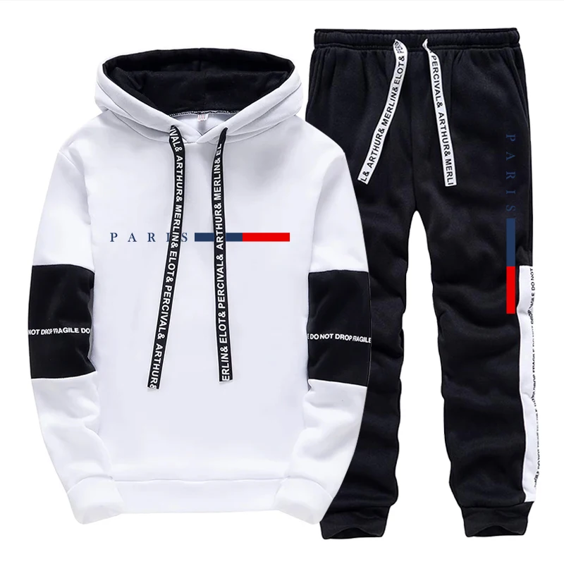 Winter Clothing Hoodie - Męski Zestaw/Bluza z Kapturem/Spodnie Moda Paryż