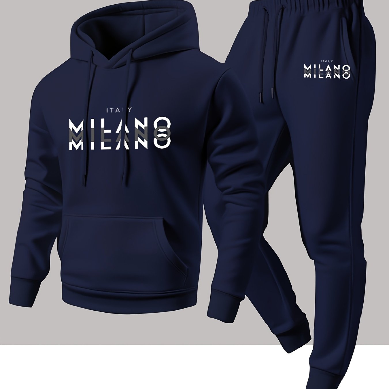 Winter Clothing Hoodie - Modny męski zestaw sportowy: bluza z