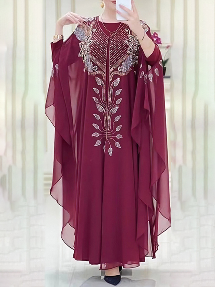 Winter Clothing Dubai - Szyfonowa Boubou moda muzułmańska Abaya 2