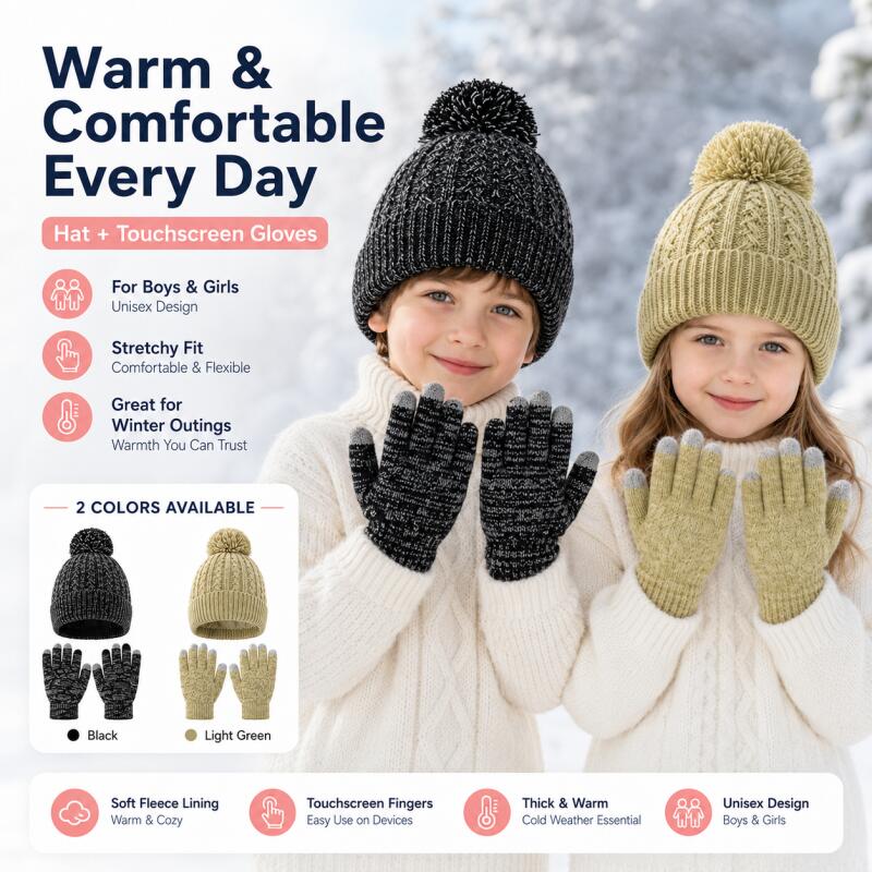Zimowy zestaw dla dzieci: dzie – Knit Glove Touch Screen recenzja i cena
