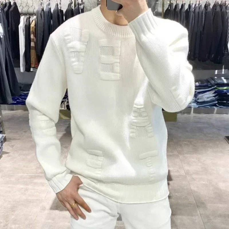 Odzież męska Zielony sweter z  – Winter Clothing Korean recenzja i cena