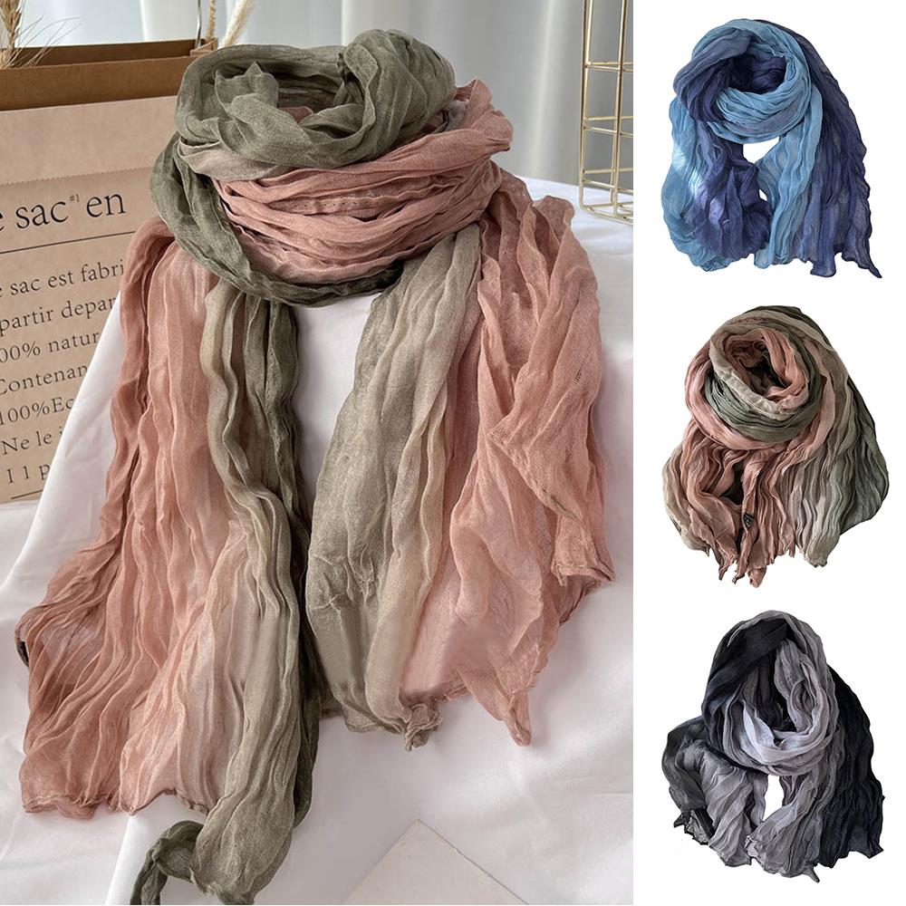 Szalik z bawełny i lnu, ombre  – Warm Winter Clothing recenzja i cena