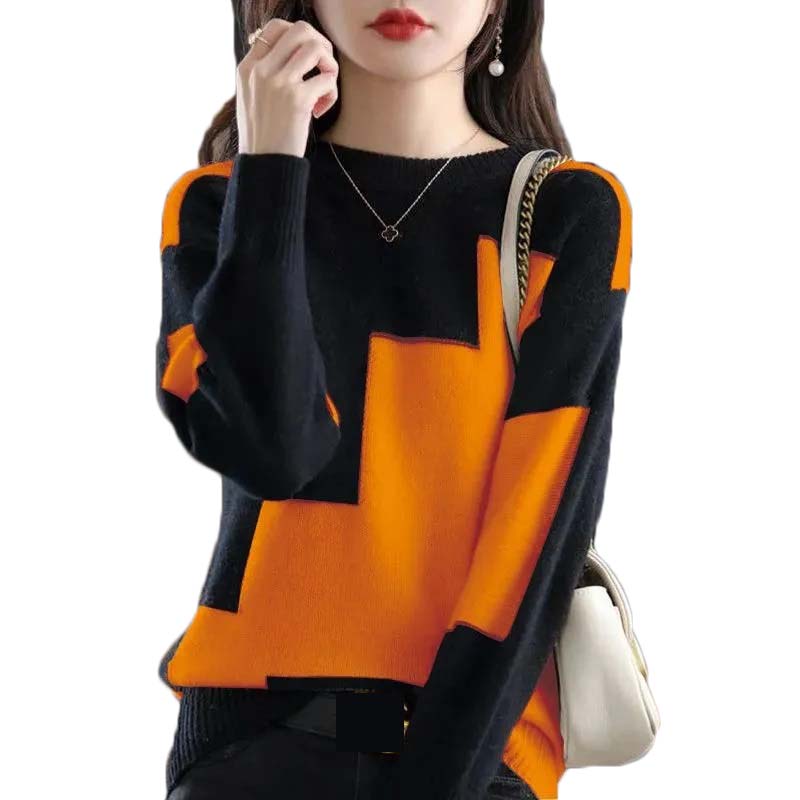 Moda O-Neck Spliced Knitted Co – Winter Clothing Korean recenzja i cena